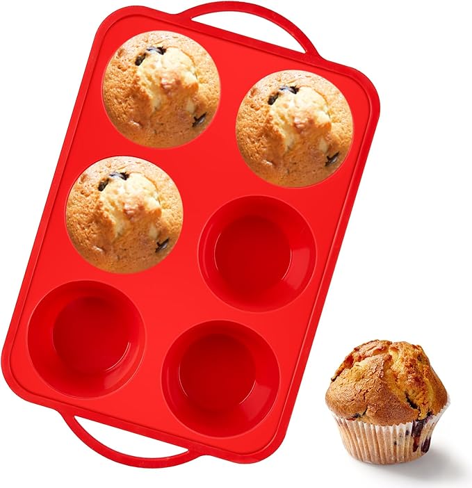 Puyeipt Jumbo Muffin Pan with Metal Frame, 6 Cups