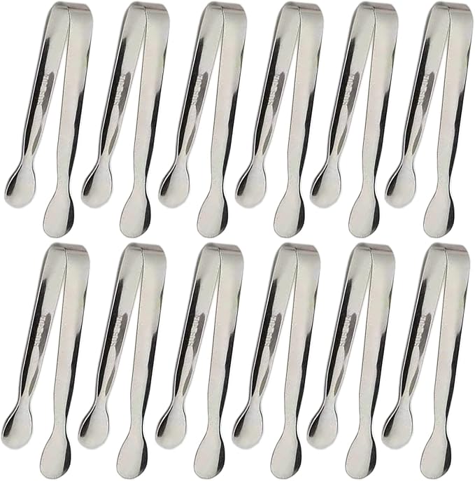 6PCS Ice Tongs Mini Sugar Tongs 4.25Inch Stainless Steel Small Serving Tongs, Small Kitchen Tiny Tongs for Appetizers,Tea Party, Coffee Bar, Desserts (Gold)