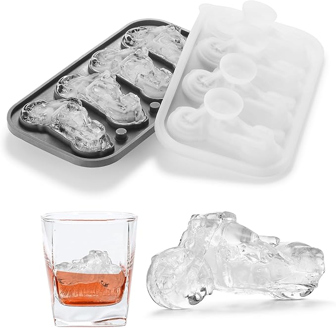 Nax Caki 3D Golf Ice Cube Tray, Large Golf Silicone Fun Shapes Whiskey Ice Mold with Funnel for Cocktails, Bourbon,Brandy, Whiskey Gifts for Men Black