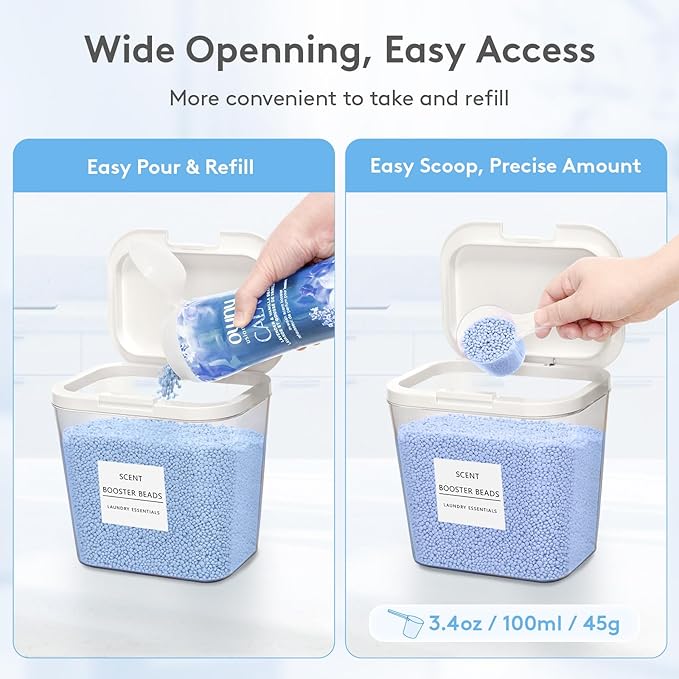 Lifewit 4 Pcs Laundry Pods Container with Pop-up Lid, Dryer Sheet Holder, Laundry Room Organization Storage Jars for Washing Powder, Soap, Scent Booster Beads, 2700 +4500ml/0.72+1.2gal