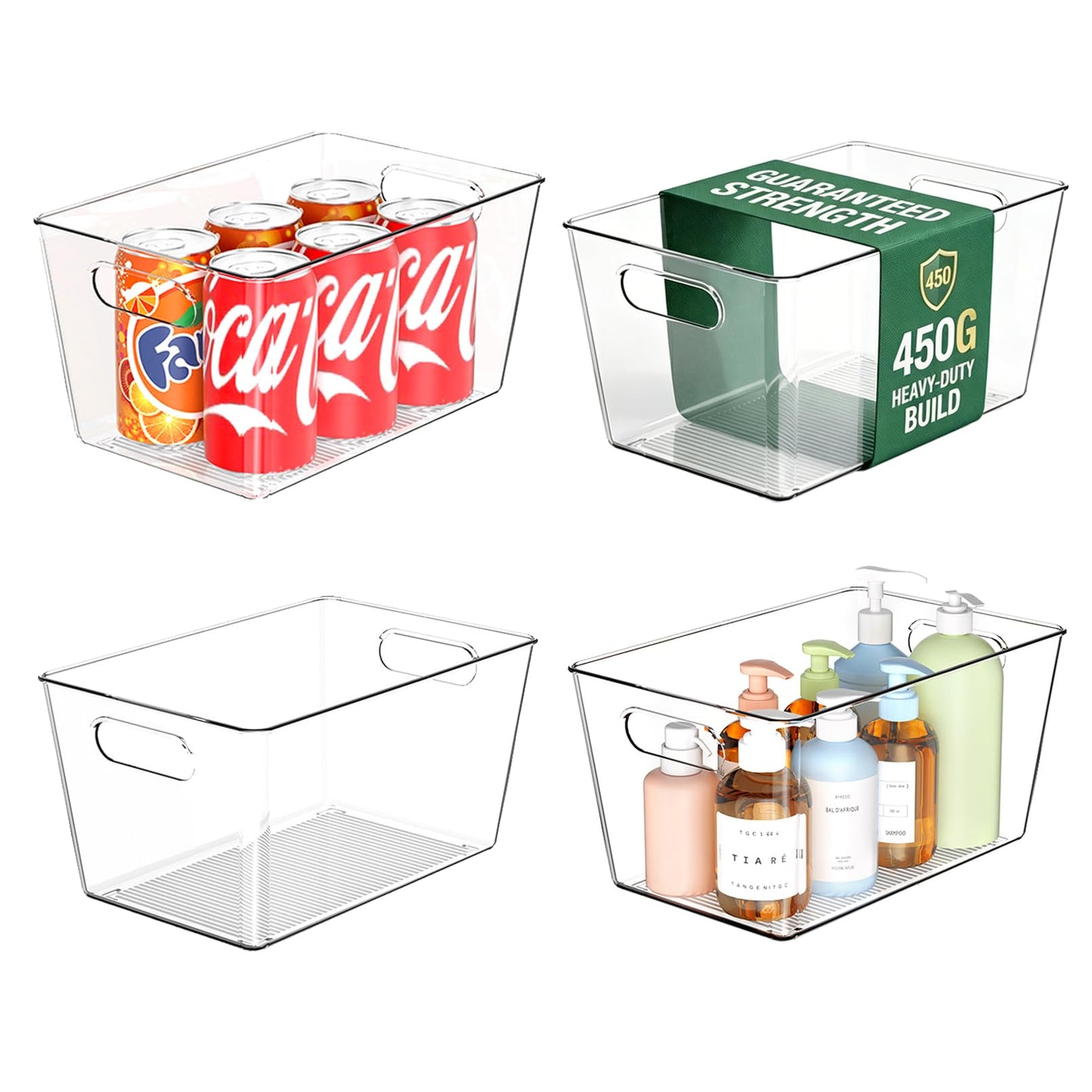 Joymeezo 6 Pack Clear Plastic Storage Bins, Kitchen&Pantry Organizer Large