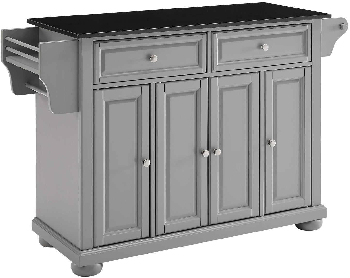 Crosley Furniture Alexandria Wood Top Rolling Kitchen Island Storage Cart, Microwave Stand, Spice Rack, Black