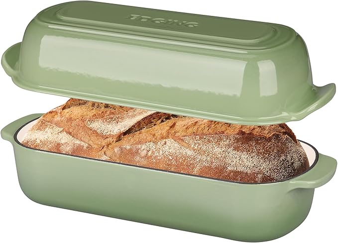 EDGING CASTING Enameled Cast Iron Loaf Pan with Lid, Bread pan, Dutch Oven Bread pan for Homemade Sourdough Bread Baking, 12.5x5.5 inch, 5qt, Red