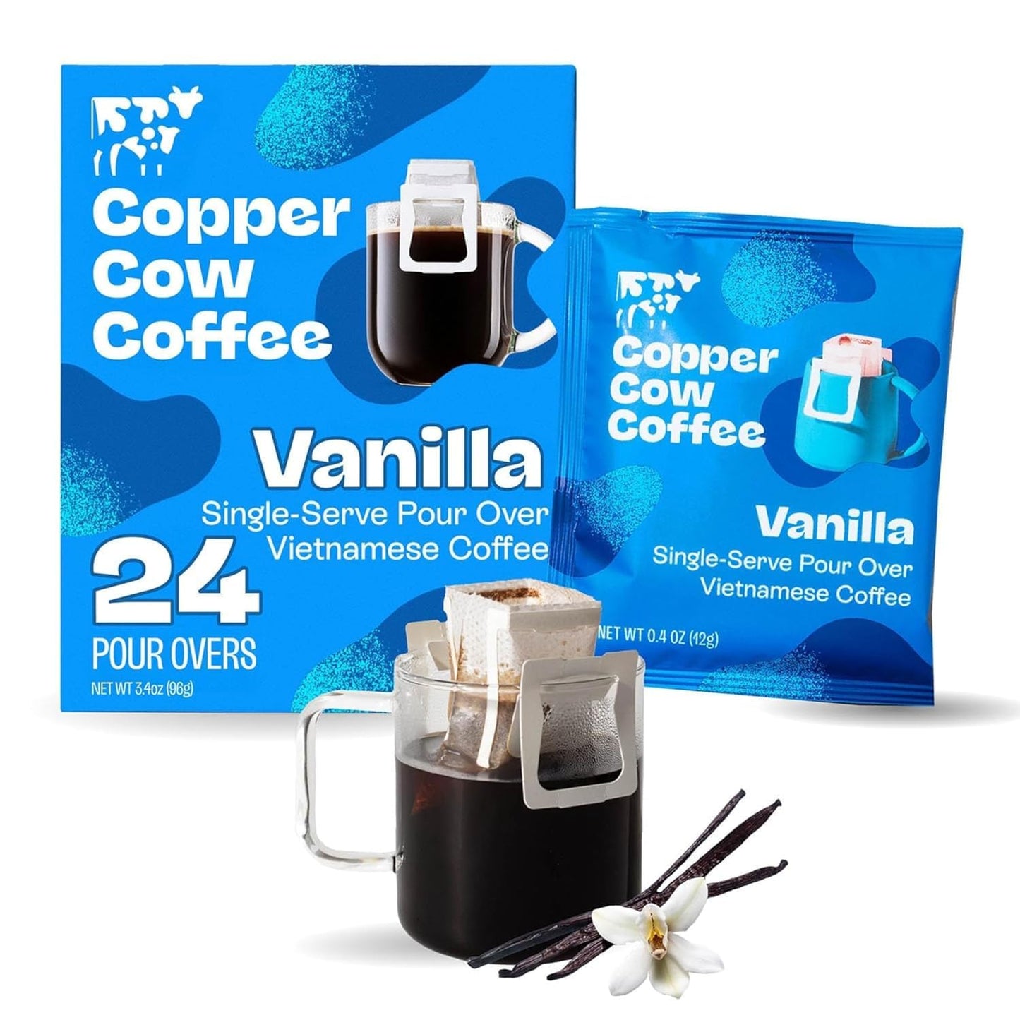 Copper Cow Coffee Vietnamese Pour Over Variety Pack, 5 Single-Serve Filters