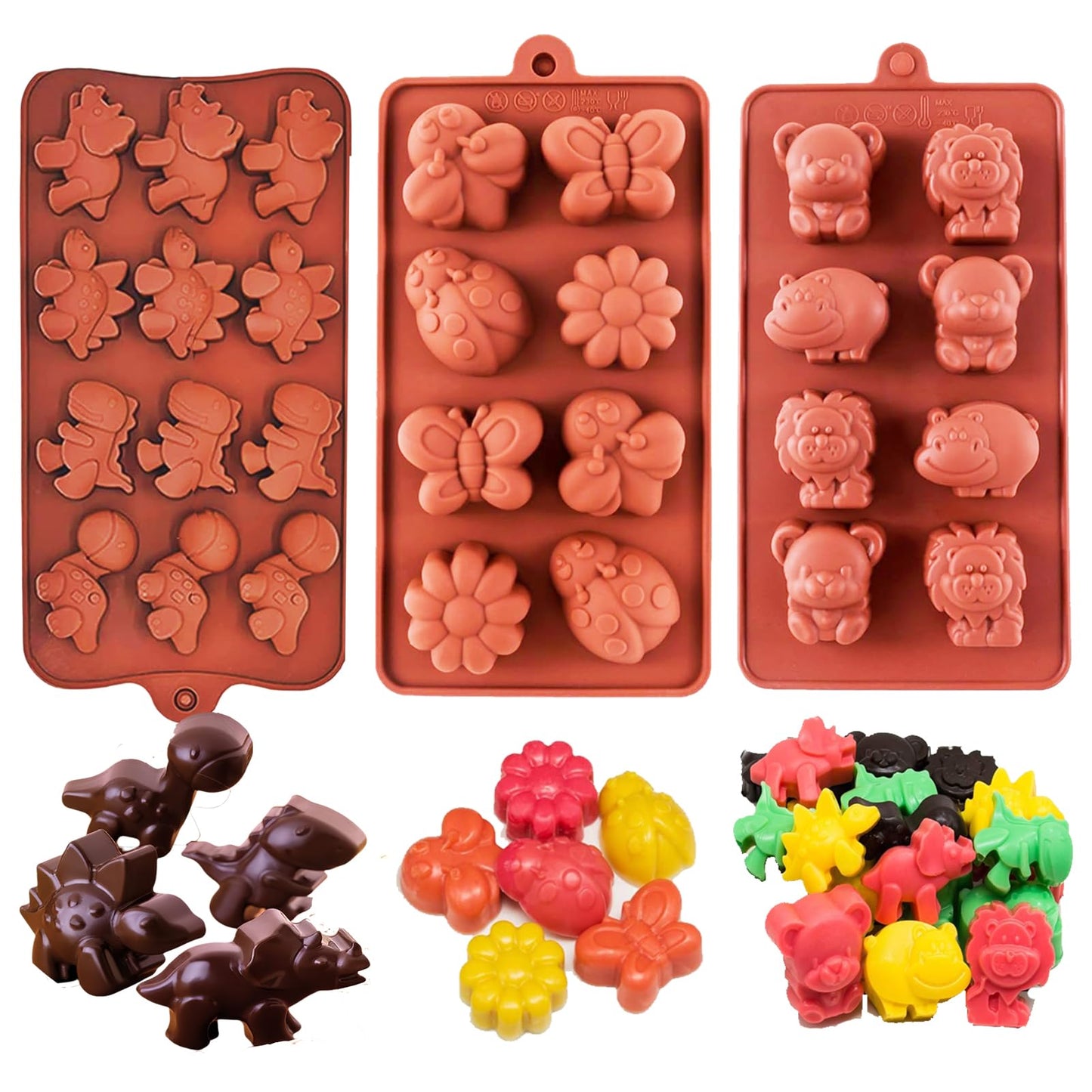 ENBRWAS Silicone Chocolate Molds 4-Pack, 60 Assorted Cavities