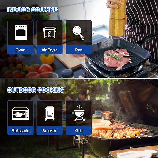 Wireless Meat Probe Thermometer with APP Control for BBQ Grill Smoker Oven