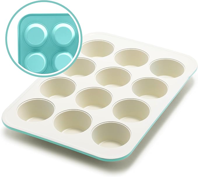 GreenLife 12 Cup Ceramic Nonstick Muffin Pan, Navy
