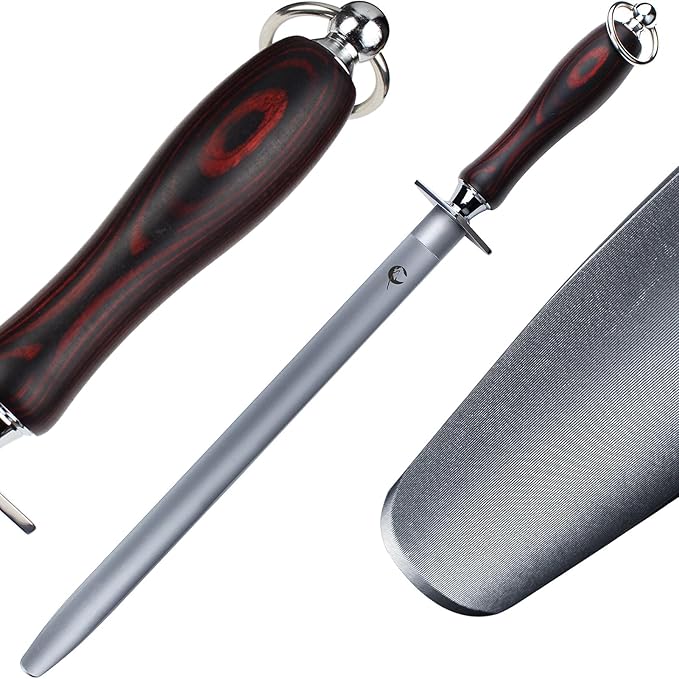 Honing Steel Knife Sharpener Steel Round 12 IN Rod for Kitchen Knife