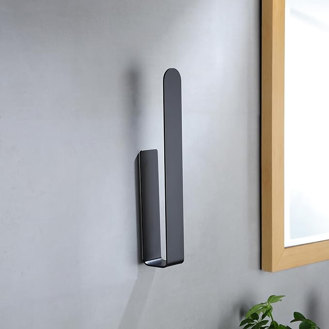 Taozun Adhesive Towel Holder - Hand Towel Rack for Bathroom, Stainless Steel Towel Rail Wall Mounted, 12-Inch Guest Towel Holder, Brushed Black