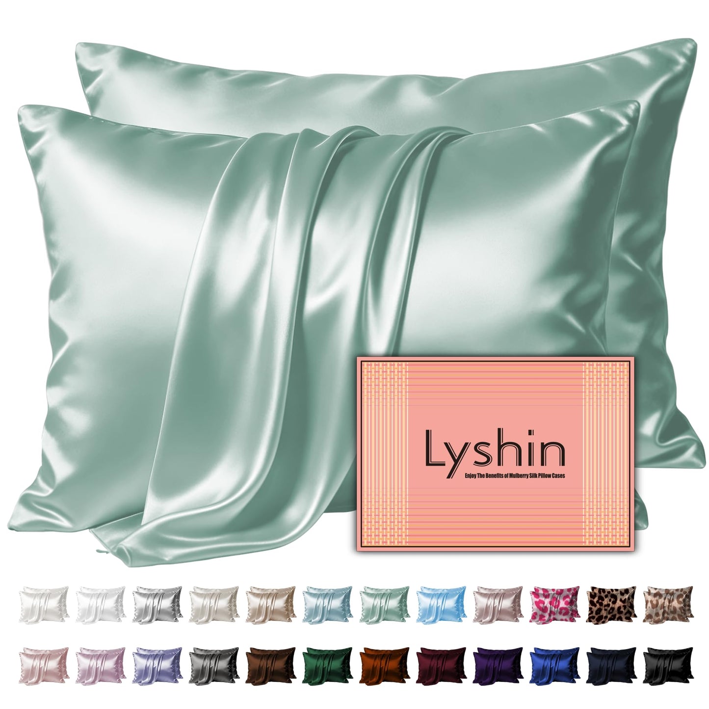 LYSHIN Silk Pillow Cases Standard Size with Hidden Zipper, Leopard