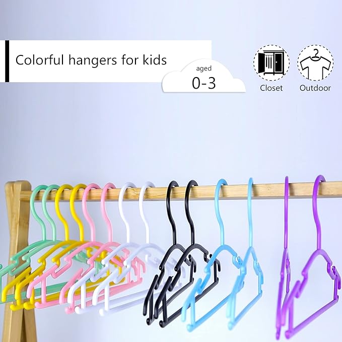 GoodtoU Plastic Childrens Hangers 60 Pack, Blue, Lightweight, Slim, Ideal for Baby Clothes, Kids Hangers, Closet Organization