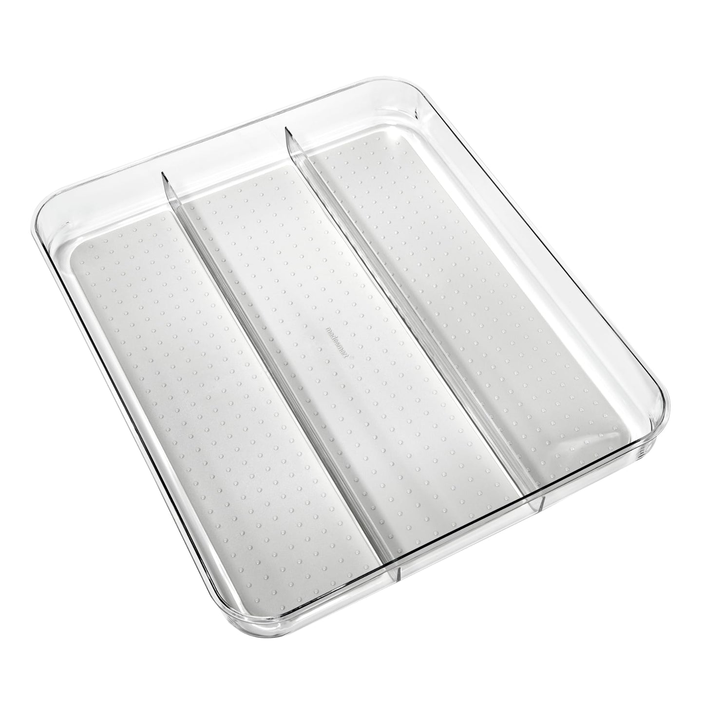 madesmart Clear 3 Compartment Utensil Tray, Grey