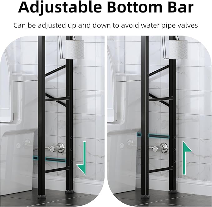 Over The Toilet Storage with X Shape Side Guardrail, 3-Tier Over Toilet Storage Rack with Drain Basket, Freestanding Bathroom Organizer for Balcony Laundry, Vintage Brown