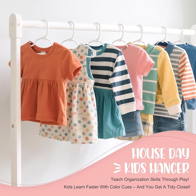 HOUSE DAY Plastic Baby Hangers for Closet 20 Pack, Durable Plastic Kids Hangers for Baby Clothes, Thin & Compact Childrens Hangers, Space Saving White Baby Hanger, Small Hanger for Kids Clothes