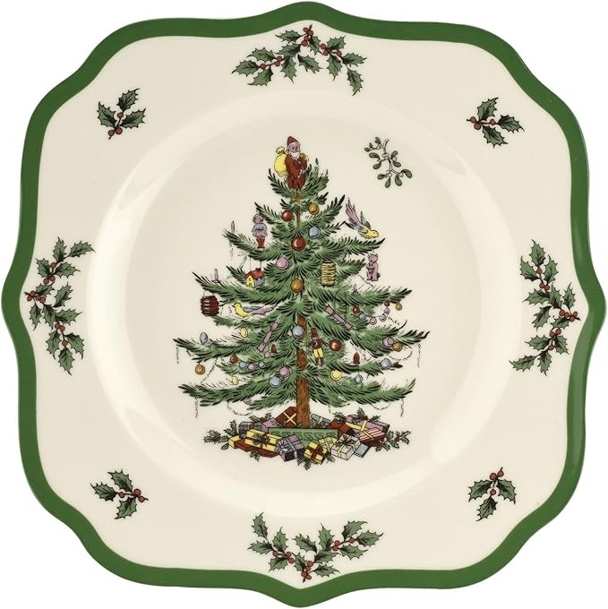 Spode Christmas Tree Scalloped Salad Plates - Set of 4