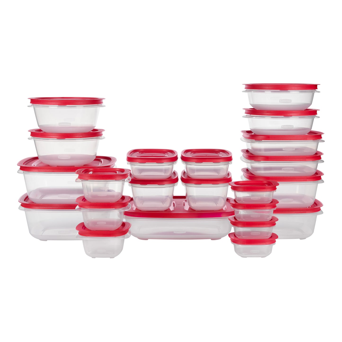 Rubbermaid EasyStore Rectangle, Square, and Round Containers, 34-Piece Set, Food Storage Containers, Food Storage Containers with Lids