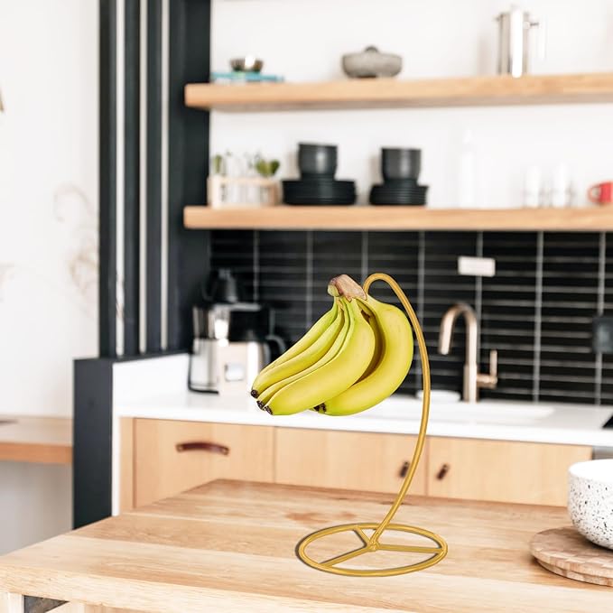 Banana Holder Stand, Banana Hanger Stand Black, Metal Bananas Tree Hanger to Keep Bananas Fresh Gold