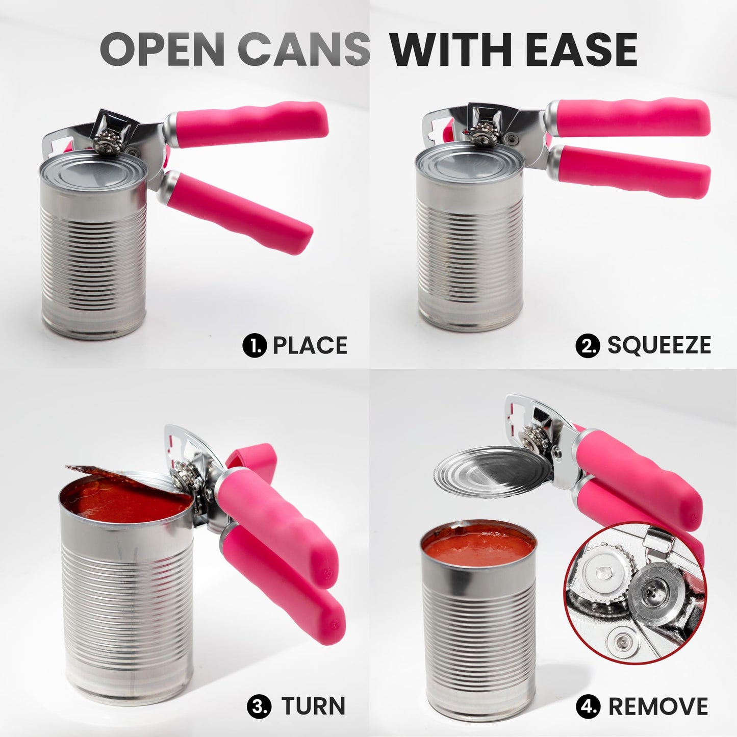 Zulay Kitchen Heavy Duty Stainless Steel Can Opener Manual with Bottle Opener - Rust Proof Manual Can Opener With Turn Knob & Comfy Soft Grip Handles - Orange