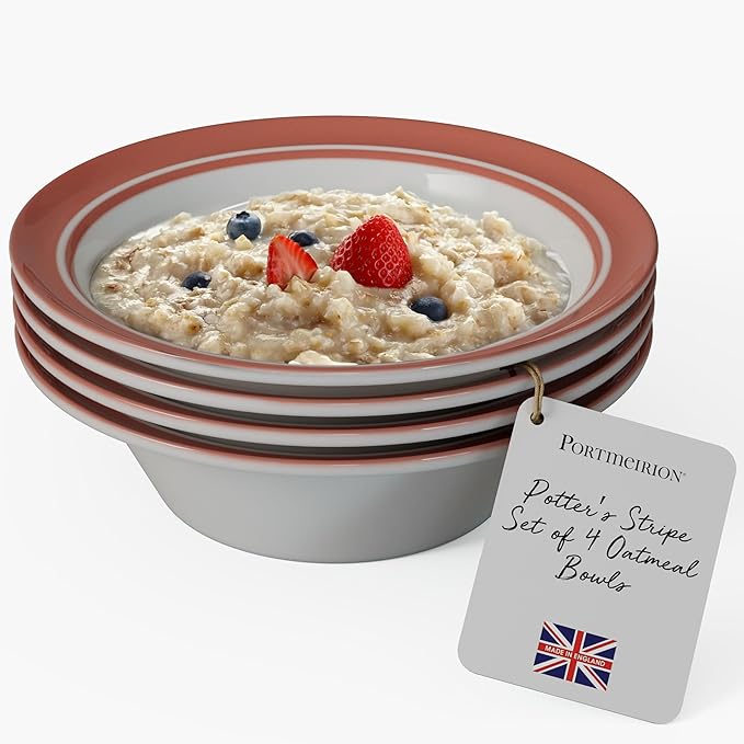 Portmeirion Potter's Mist Oatmeal Bowl - Red, Set of 4
