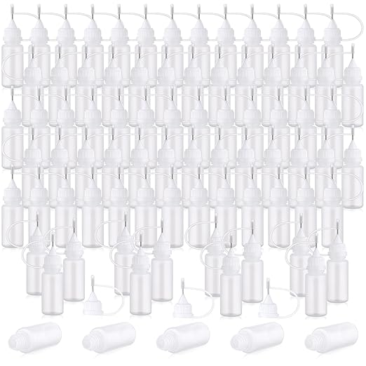 Zhehao 100 Pcs 10 ML Metal Applicator Bottle, Mini Glue Bottle for DIY Craft, Acrylic Painting, Quilling, Art Projects(Black)