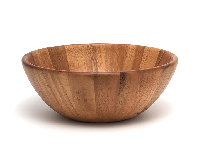 Lipper International Acacia Round Flair Serving Bowl for Fruits or Salads, Small, 6" Diameter x 2.5" Height, Single Bowl