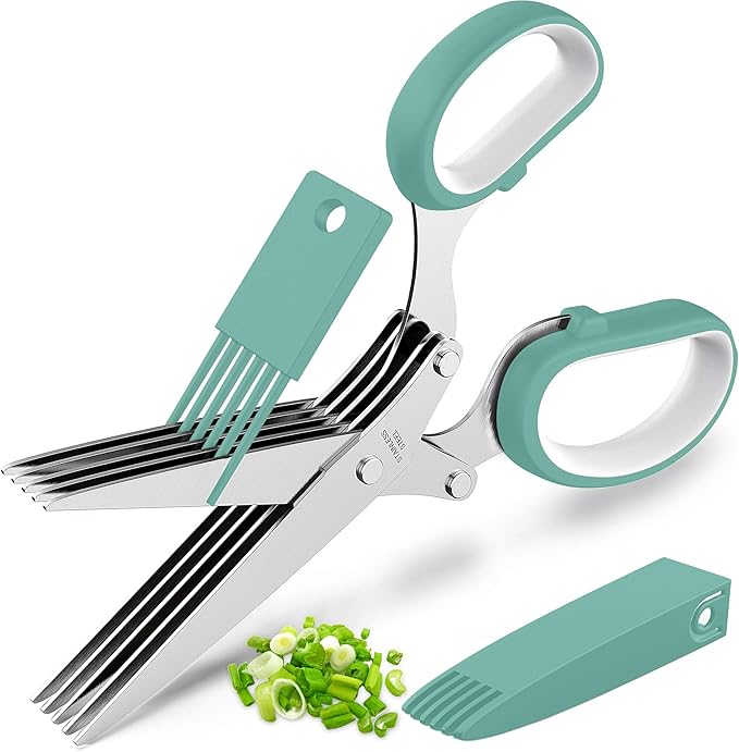 Herb Scissors with 5 Blades and Cover, New Kitchen Gadget 2026