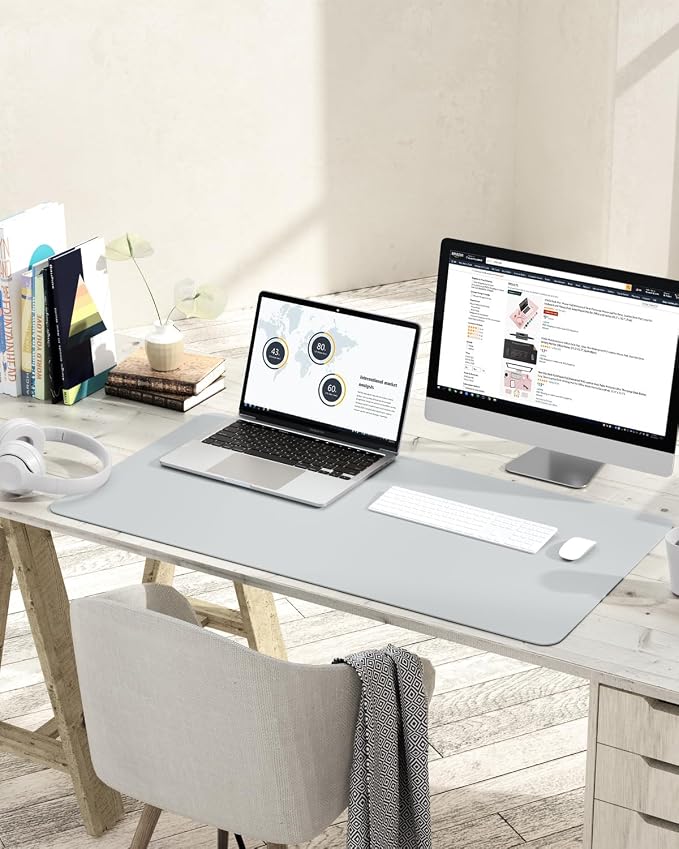 YSAGi Non-Slip Leather Desk Pad L Size, Waterproof Laptop Computer Desk
