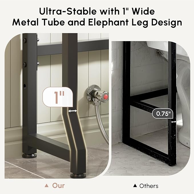 USHOWER Over The Toilet Storage Cabinet, Bathroom Organizer with Tempered Glass Doors, Thicken Metal Stand & MDF Wood, Freestanding Space Saver, White