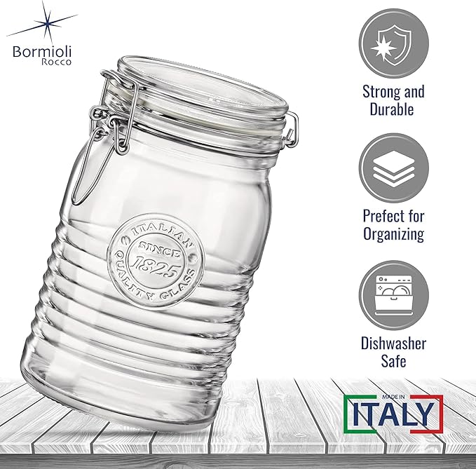 Bormioli Rocco Officina 1825 Jar with Swing Top - Clear, Set of 3