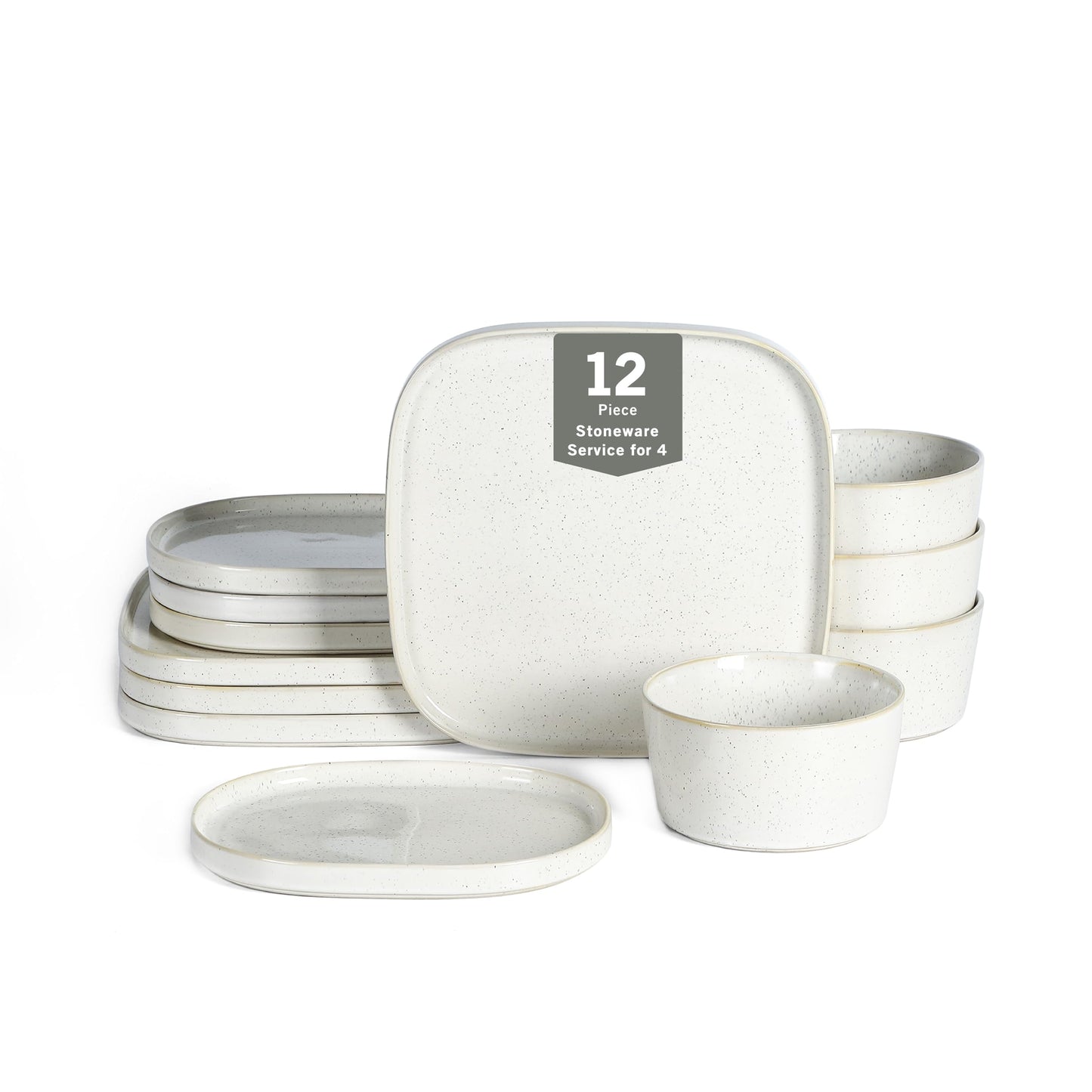 Stone Lain Cairo 24-Piece Dinnerware Set Stoneware, Plates and Bowls Set, Microwave and Dishwasher Safe, Includes Dinner and Salad Plates, Cereal Bowls, Dishes for 8