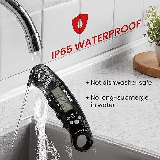 Digital Meat Thermometer, Waterproof Instant Read Cooking Thermometer with LCD Backlight, Magnetic Back for Kitchen, Baking, Sous Vide, Outdoor Grilling,Candy