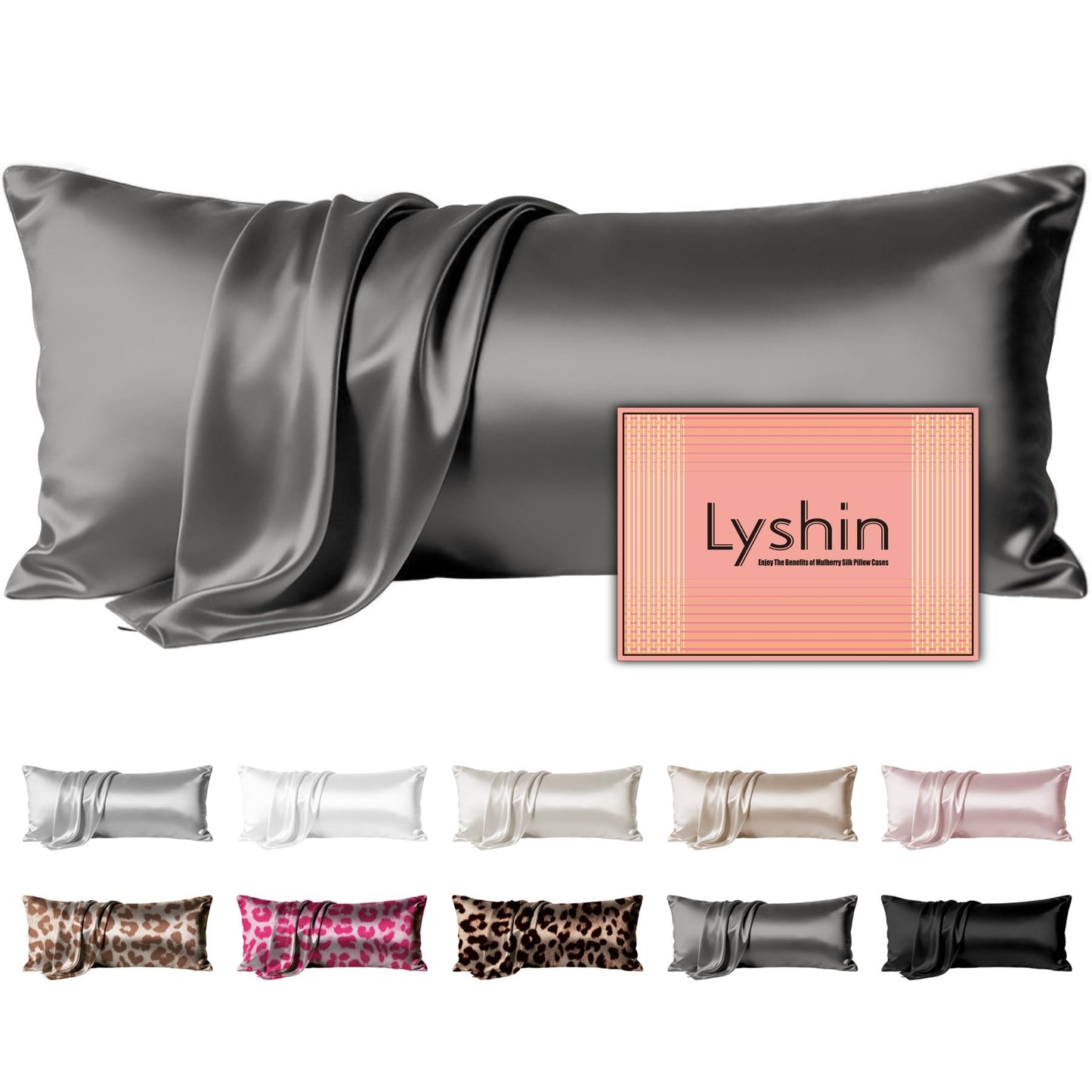 LYSHIN Silk Pillow Cases Standard Size with Hidden Zipper, Leopard