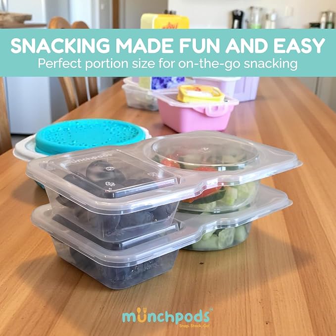 Reusable Snack Containers with Lids 10Pcs, Portion control containers, Snack Pack Containers,2 Double Compartment Snack Containers for Kids On the Go Meals, Camping Condiment Snack Tray Prep