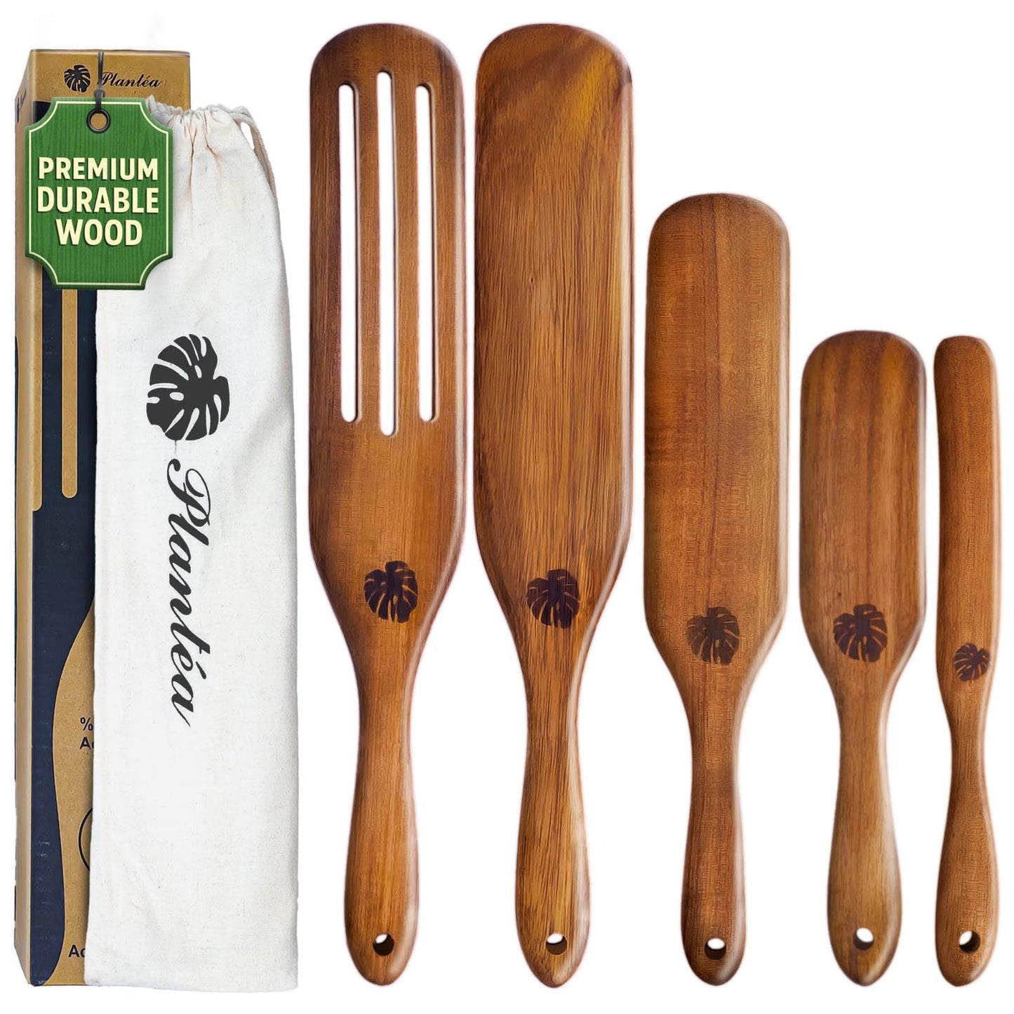 Wooden Spatula for Cooking – Premium Acacia Wooden Cooking Utensils Set of 4 for Nonstick Cookware – Heat Resistant, Scratch-Free & Durable Kitchen Tools with Comfortable Grip