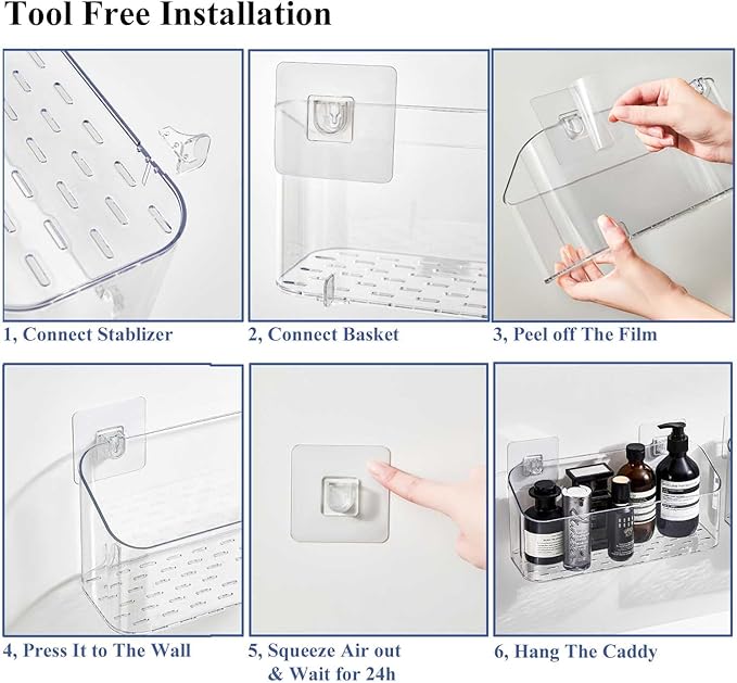 UNIKON Bath Toy Storage Holder Bathtub Toy Organizer, Large Capacity Shower Caddy for Bathroom, Clear, 2 Pack
