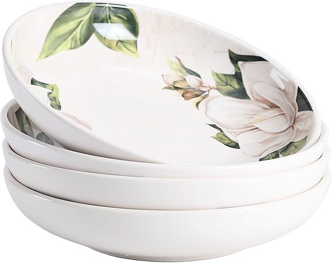 Bico Havana Pasta Bowls, 35oz Salad Bowl Set of 4, Large Ceramic Serving Dinner Bowls for Soup and Cereal, Microwave and Dishwasher Safe, Gift for Housewarming and Thanksgiving