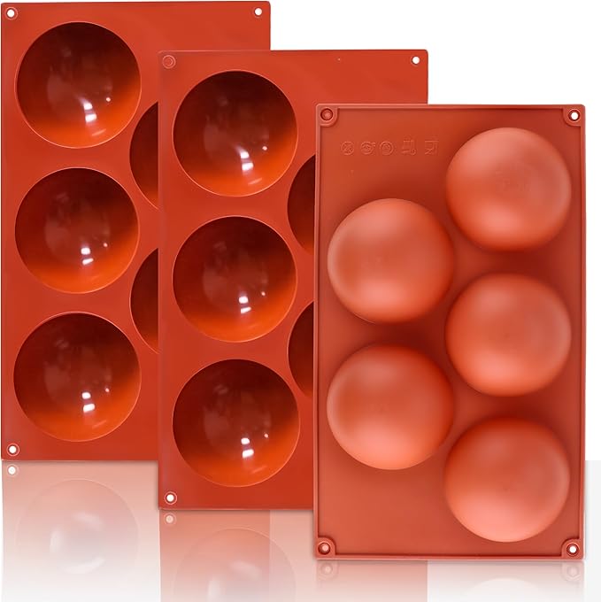 Lerykin Semi Circular Silicone Molds, Non-Stick Silicone Chocolate Molds,3 Packs Baking Molds for Making Chocolate, Cake, Jelly, Desert, Biscuit, Dome Mousse (6 Cups, 15 Cups and 24 Cups)
