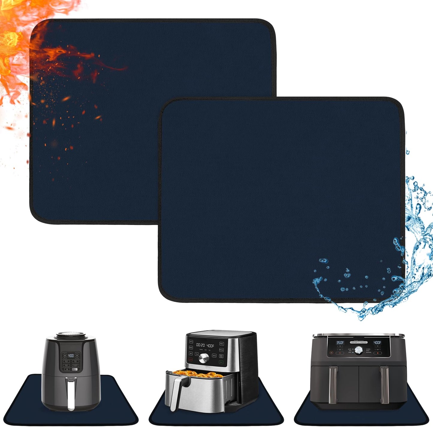 Amerbro 2 PCS Heat Resistant Mats for Countertop Air Fryer, 18x15in, Black