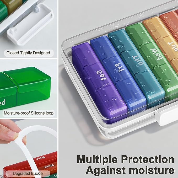 CTIME 3-Tier Medicine Organizer with Pill Case - Portable Pill Case & Empty First Aid Kit for Home, Travel, RV, School, Dorm, Ideal Elderly, Father Gift