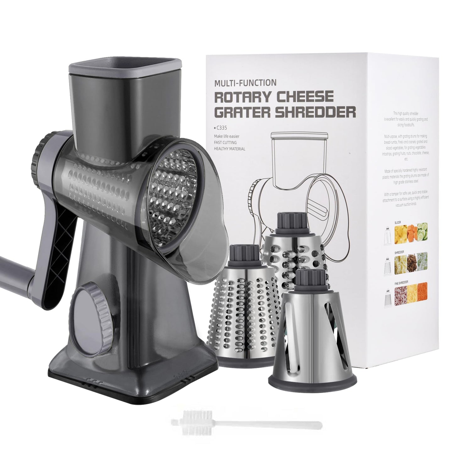 EDEFISY Cheese Grater Hand Crank Rotary Vegetables Shredder with Handle