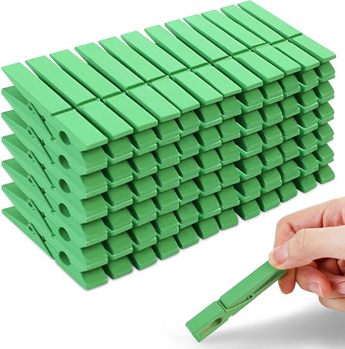 Phinus 72 Pcs Wooden Clothes Pins, 2.9 Inch Clothes Pins for Hanging Clothes, Pictures, Photos, Classroom, Crafts, Decoration, Clothespins Heavy Duty (Fruit Green)