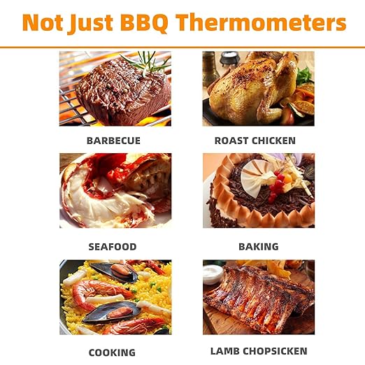 Digital Meat Thermometer with Dual Probes for Grilling, Read Food Thermometer for Cooking, BBQ, Smoker, Kitchen Gadgets, Backlit LCD Display