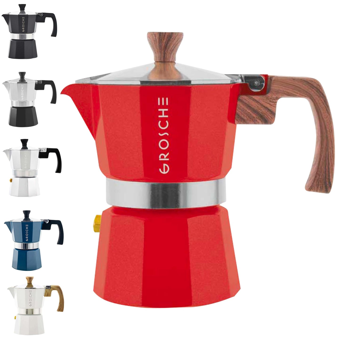GROSCHE Milano Stovetop Espresso Maker Moka Pot 6 espresso Cup, 9.3 oz Blue