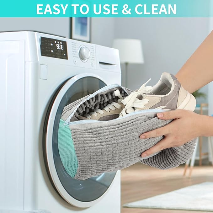 2Pcs Shoe Washing Machine Bag,Cleaning Bag for All Shoe Types,Laundry Shoe Bag for Washer and Dryer (Gray)