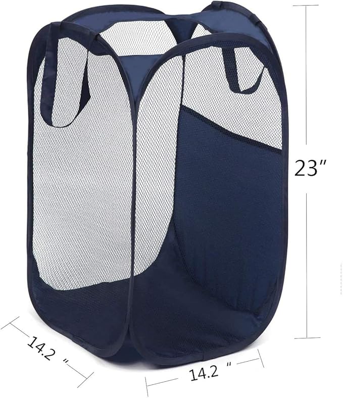 2 pop-up Laundry Hampers，Foldable mesh Laundry Baskets (Each with 2 Reinforced Handles), Blue ……