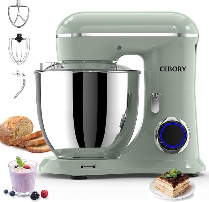CEBORY 3-IN-1 Electric Stand Mixer, 6.5QT Bowl 660W 10-Speed Kitchen Mixer, Household Food Mixers include Dough Hook, Beater and Whisk, Bread Cake Mixer for Baking and Most Home Cooks, Red