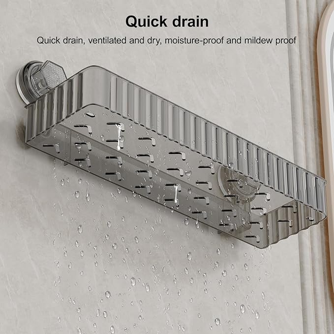 Shower Caddy Suction Cup Bathroom Shower Organizer for Bathroom Storage Home Decor & Kitchen No Drilling Large Capacity Removable and Reusable Shower Shelves for Inside. (black, square)
