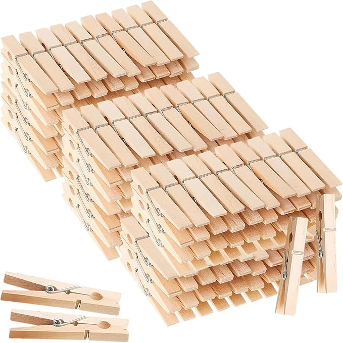 SenseYo 100 Pcs Wooden Clothespins Clips 4 Inch Large Wooden Clips for Hanging Clothes, Kitchen