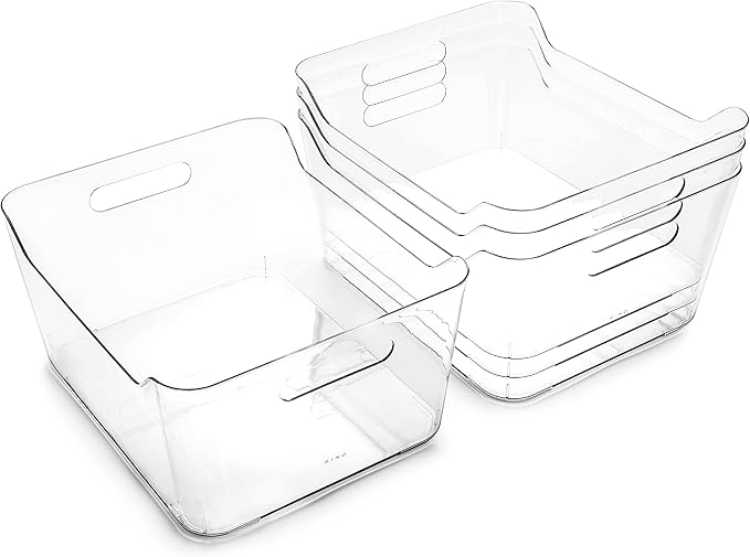BINO | Plastic Organizer Bins, Large - 4 Pack | THE SOHO COLLECTION | Multi-Use Organizer Bins | Pantry Organizer & Freezer Organizer Bins | Plastic Storage Containers | Bins for Home & Kitchen Org