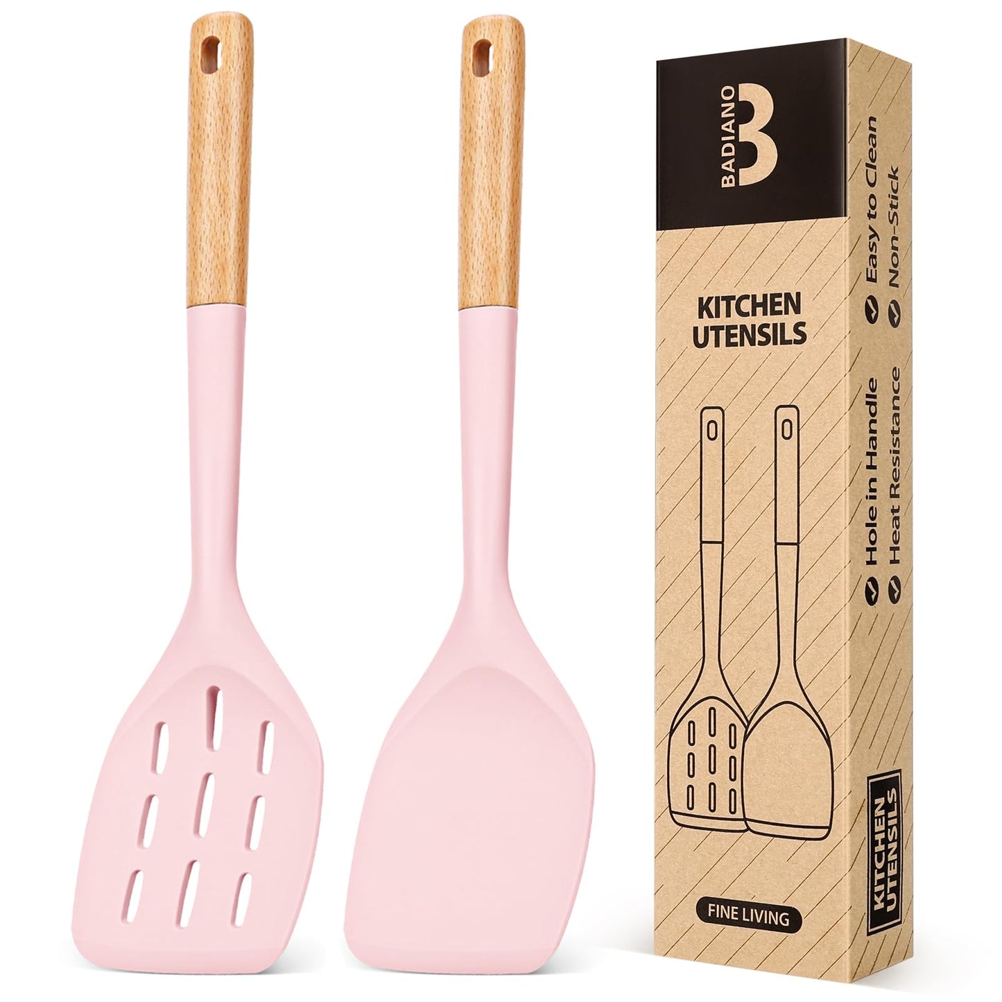 Badiano Silicone Spatula, Non Stick Turner for Cooking, Food Grade, White